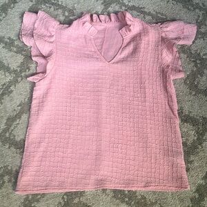 Women’s Medium SHEIN Privé Swiss Dot Notched Neckline Butterfly Sleeve Blouse